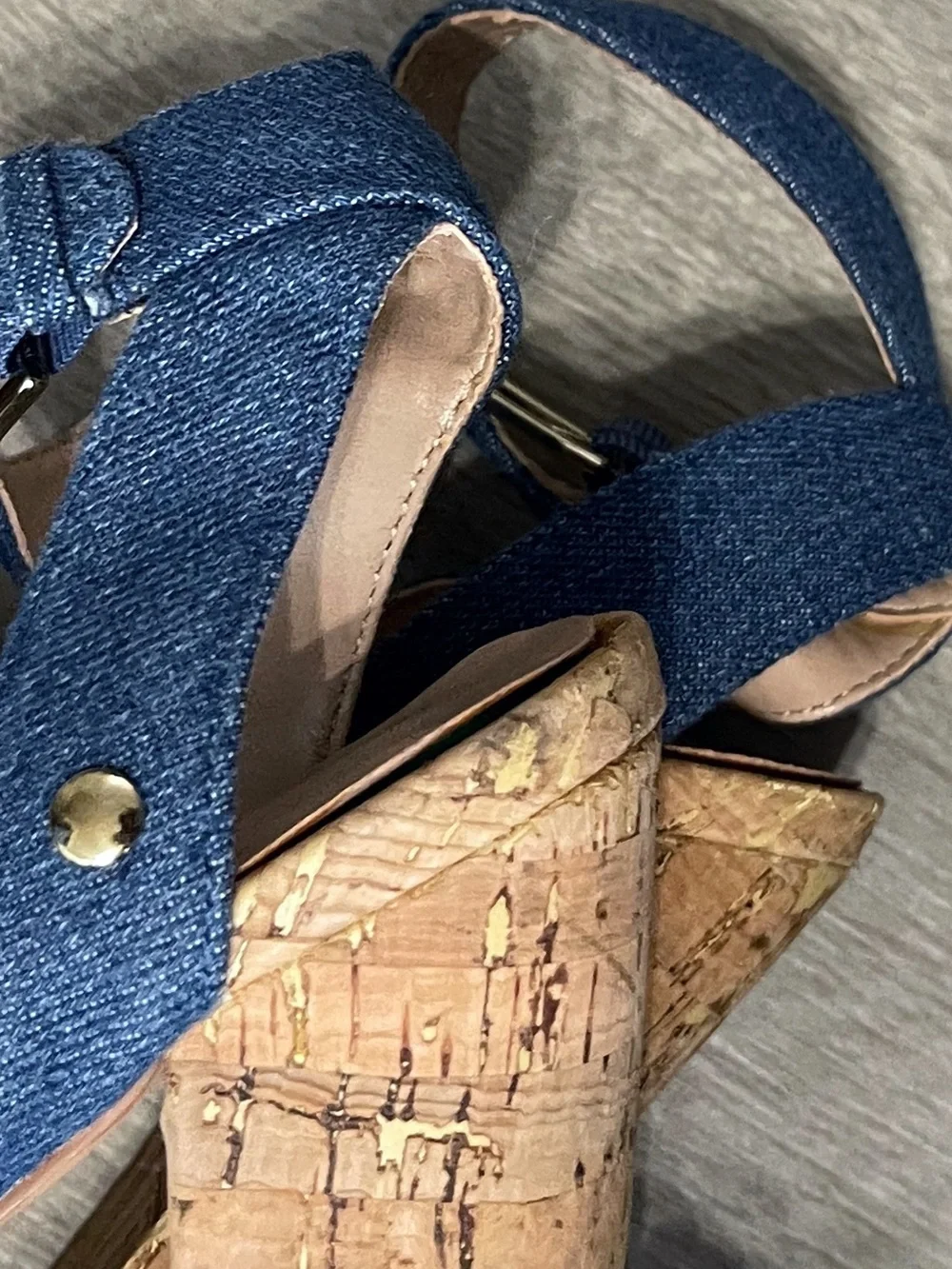 Denim Blue Cork Platform Sandals Festival Boho Chic Y2K Fairy Vacation